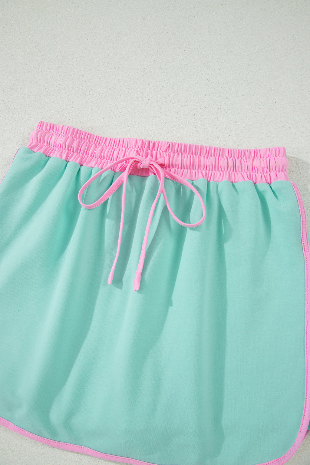 Bonbon Colorblock Edge Drop Shoulder T Shirt and Skort 2Pcs Set