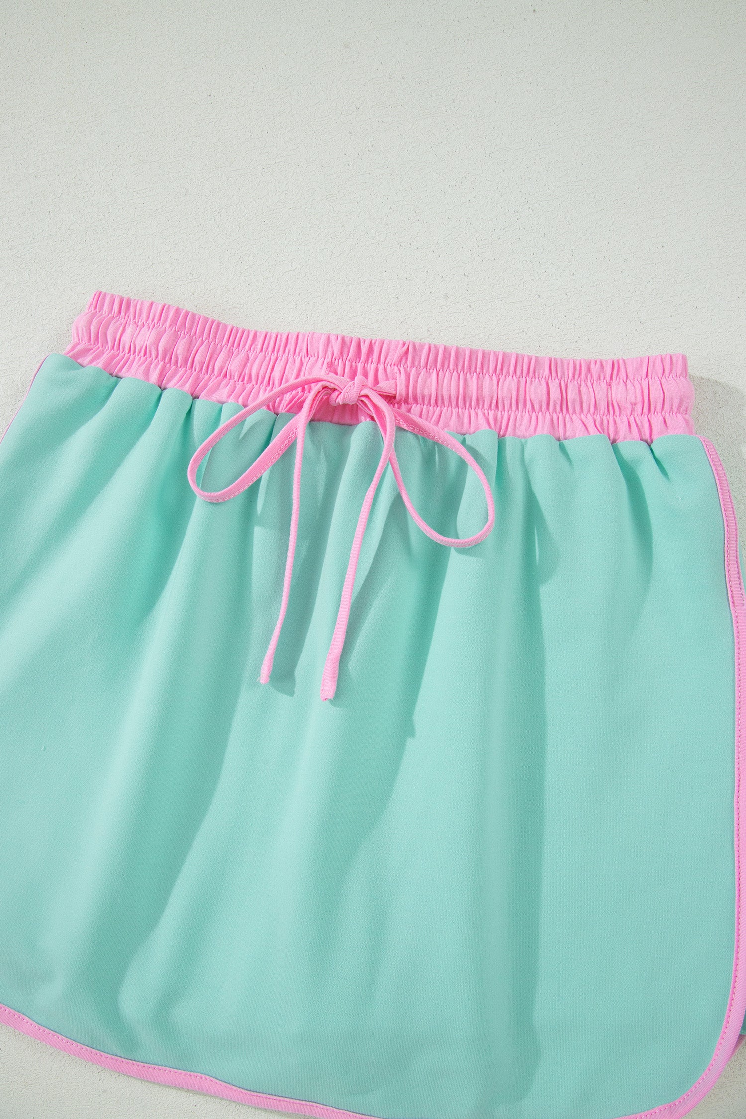 Bonbon Colorblock Edge Drop Shoulder T Shirt and Skort 2Pcs Set