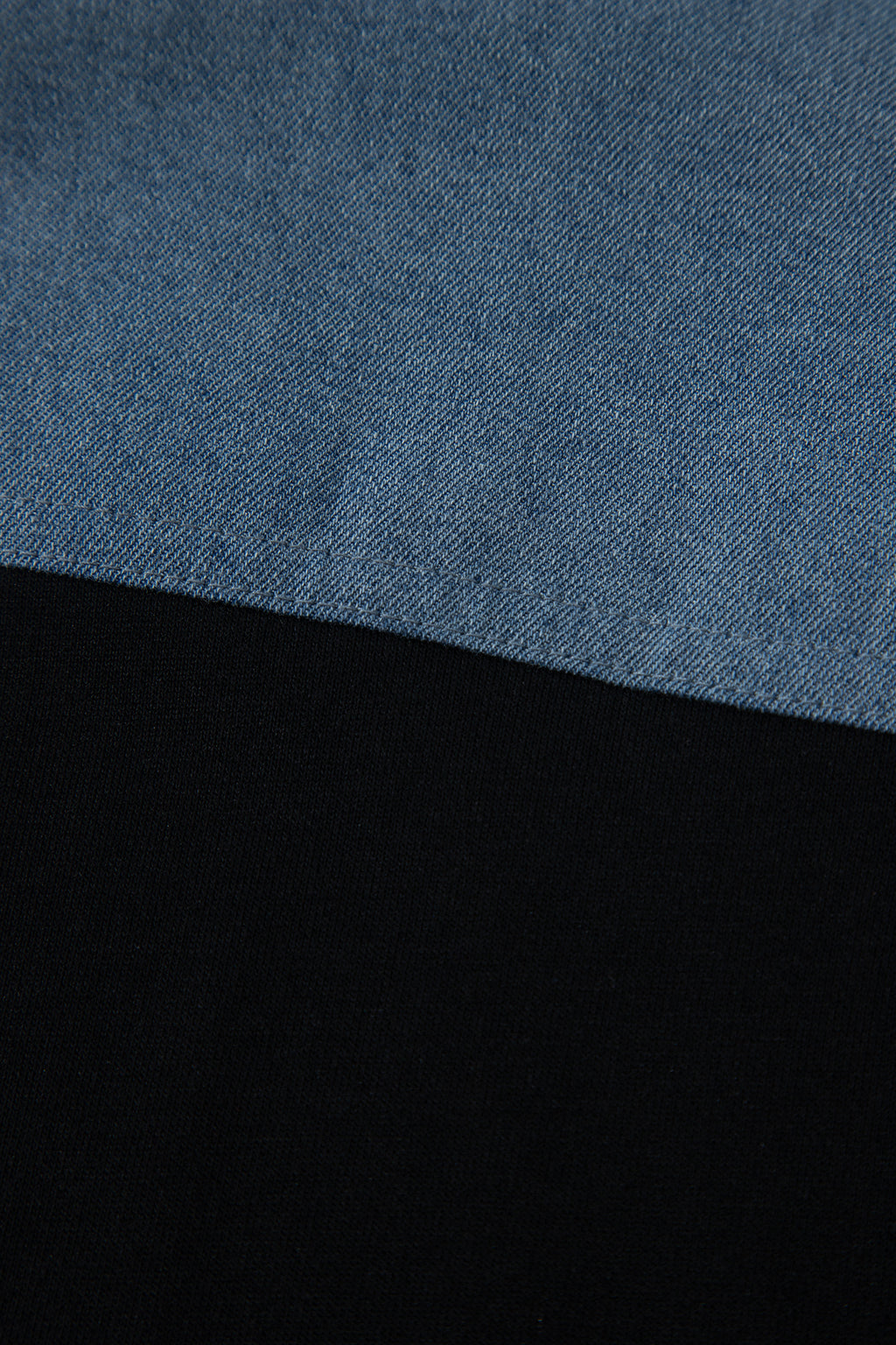 Light Grey Color Block Denim Patchwork Button Polo Collar Short Sleeve Top