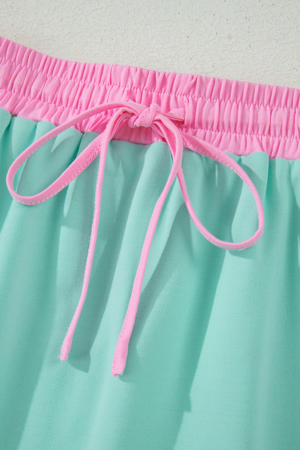 Bonbon Colorblock Edge Drop Shoulder T Shirt and Skort 2Pcs Set