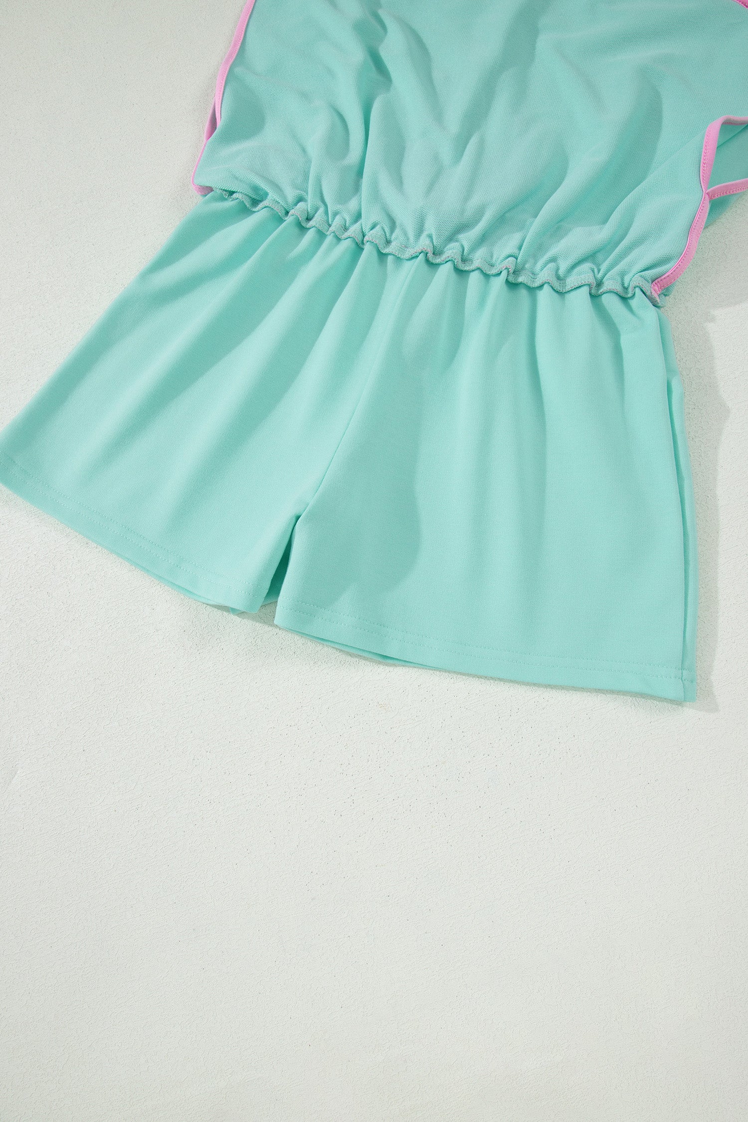 Bonbon Colorblock Edge Drop Shoulder T Shirt and Skort 2Pcs Set